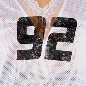 Maillot de football américain tendance en maille blanche personnalisé, coton premium, chemise de sport pour femme, logo personnalisé, service OEM en gros - Product Image 6