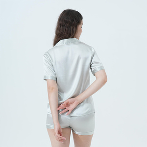 Ensemble de vêtements de nuit en soie sans couture à manches courtes, 2 pièces, pyjama en satin pour femmes, vêtements de détente de haute qualité - Product Image 2