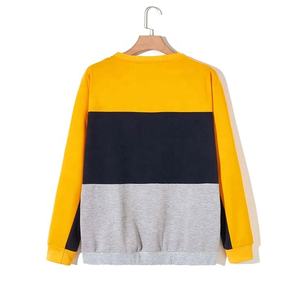 Vente en gros de sweatshirts à col ras du cou de qualité luxueuse pour hommes, broderie personnalisée, sweatshirts à capuche bicolores à la mode, grande taille, automne élégant - Product Image 6