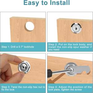 Cabinet Cam Lock 3/<b>4</b>" Keyed Different Cam Locks with Keys Secure Files <b>Drawers</b> RV <b>Storage</b> Locks Replacement Set, Zinc Alloy - Product Image 6