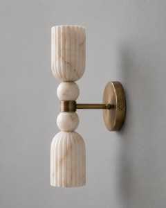 Applique murale moderne en marbre avec support en laiton, décoration intérieure pour salon, design rond - Product Image 1