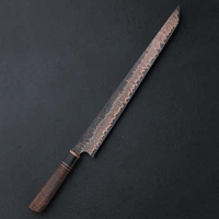 Couteau de cuisine professionnel de qualité industrielle en acier Damas, motif élégant, manche en bois, pointe tombante, épaisseur 0,5 mm, pour le camping en extérieur
