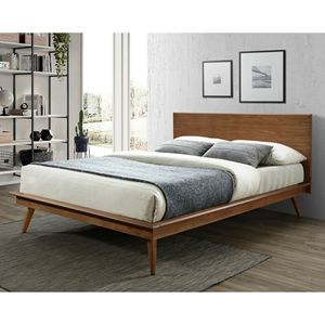 Letto matrimoniale con piattaforma resistente, design moderno ed elegante, in legno marrone, per camera da letto - Product Image 5