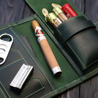 Organizador de Cigarros de Cuero con Cortador Integrado, Accesorio de Lujo, Almacenamiento de Tabaco Premium, Personalizable, Multifuncional
