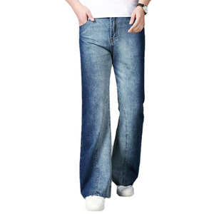 Pantalones de mezclilla lavados de cintura alta, corte recto regular, diseño ajustado, a la moda, nuevos, para hombre, venta al por mayor con servicio OEM - Product Image 1