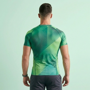 Custom Men Compression Base Layer Half Sleeve Shirt Moisture Wicking Athletic Fitness Gym Training Wear - Product Image 2