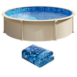 Telo di rivestimento per piscina fuori terra rotonda da 25m (18ft) in vinile con design a sovrapposizione in acciaio, spessore standard, altezza parete 48-54 pollici, materiale PE da 1,5mm - Product Image 1