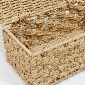 Natural Durable Paper Rope Rectangle Storage <b>Basket</b> with Cover Eco-friendly Multifunction Design - Product Image 6