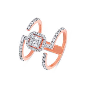 Anillo de Diamantes en Oro Rosa de 14K, Anillo del Valor Eterno de Diamantes al Amanecer y Corona de Bronce, Anillo del Escudo Real de Diamantes al Fuego y Oro - Product Image 1