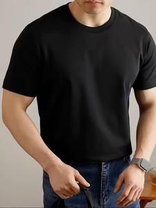 Camiseta Casual de Manga Corta para Hombre, Tejida, Transpirable, Antiarrugas, de Secado Rápido, 100% Algodón, Mezcla de Poliéster/Algodón para Verano - Product Image 2