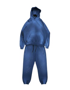 Ensemble de survêtement vintage pour homme en molleton de coton, coupe ample, couleur unie, respirant, avec cordon de serrage, pull chaud pour l'hiver - Product Image 4