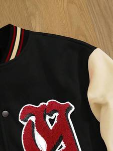 College Inspired Varsity <b>Jacket</b> Men's Two-Tone Sleeves 100% Cotton Fleece Lining Windproof Breathable Double Breasted Winter - Product Image 5