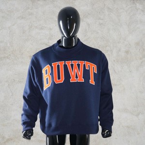 BUWT Letter Print Crew <b>Neck</b> Sweatshirt Premium <b>Mock</b> <b>Neck</b> Fleece Sweatshirt Custom Logo Cotton Pullover Men Oversized Casual - Product Image 2