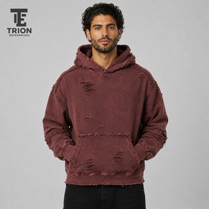 Sudadera con Capucha Distressed Vintage Urbana de Invierno para Hombre, Sudadera Premium de Moda Personalizada, Ropa Masculina - Product Image 1