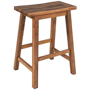 Farmhouse Rustic Walnut Wood Dining Chairs 2-Piece Counter Height Kitchen Stools for <b>Small</b> Spaces - Product Image 5