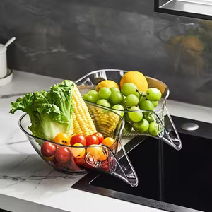 Kitchen Multi-functional Drain Basket Fruit Cleaning Bowl with <b>Strainer</b> Container Drain Basket - Product Image 3