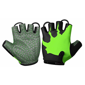 Gants de cyclisme mi-doigts vert-noir à impression par sublimation, respirants, antidérapants, pour la course, unisexe, ajustement universel - Product Image 2