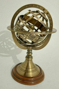 Globe céleste en laiton laiton antique 8 "sphère militaire nautique avec base en bois décor article décor nautique en laiton - Product Image 2