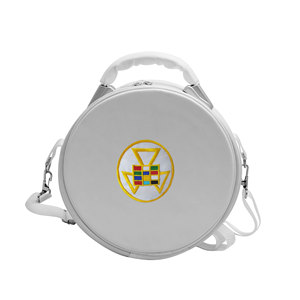 Premium White Past High Priest Royal Arch Chapter Imitation Leather Lightweight Round Shape Machine Embroidery <b>Masonic</b> Cap <b>Case</b> - Product Image 1