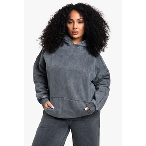 Sweat-shirt court à capuche pour femme, imprimé personnalisé, manches longues, en mélange de coton doux, style décontracté, streetwear, fitness - Product Image 4