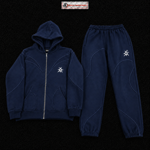 <b>Navy</b> Blue Tracksuit Men Custom Logo Full Zip Hoodie Jogger Pants <b>Set</b> Streetwear Fashion Sportswear Casual <b>Gym</b> Wear Wholesale Fit - Product Image 5