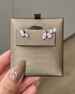 Boucles d'oreilles Ear Climber en or massif 14K 18K, avec diamants de laboratoire aux coupes poire, marquise, émeraude, ovale, bijoux fins de déclaration pour mariée, vente en gros - Product Image 3