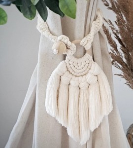 Macrame Curtain <b>Tieback</b>: Boho Cotton Window Decor - Product Image 3