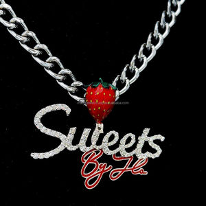 Pendentif personnalisé en argent massif 925 glacé avec logo en diamant Bail Night Glow in Darkness Nom en émail avec diamant Moissanite - Product Image 6