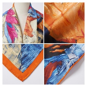 NORTH Women's Square <b>Silk</b> Scarf Hand-Painted Print Elegant Multi-Functional Fashion Accessory All Seasons - Product Image 4