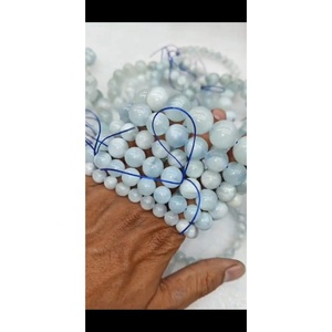 Premium Quality Natural AQUAMARINE Free Size Round Bead Bracelets Figurine <b>Mascot</b> Pattern Feng Shui Style Natural Gemstones - Product Image 2
