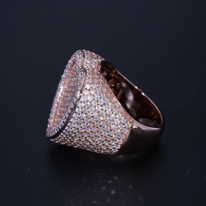 Anillo de cóctel para hombre de plata 925 con baño de rodio, forma de corazón, con pavé de moissanita, estilo hip-hop, para fiestas - Product Image 6