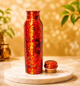 ILAHI's Hammered Copper Eco-Friendly 500ml Tumbler <b>Water</b> <b>Bottle</b> with Lid Classic Design for Home Office & Travel ICOMCB-13189 - Product Image 1