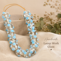 Perles en verre filé à la main de qualité supérieure, motif floral bleu, fil doré, 12 mm, artisanat décoratif pour la fabrication de bijoux