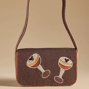 Pochette de soirée de luxe perlée avec broderie de perles et fermeture à bouton, design personnalisable - Product Image 1