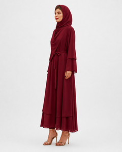Abaya de Manga Larga de Primera Calidad con Cinturón a Juego, Doble Capa, Apta para Hiyab, Suave y Modesta, para Mujer - Product Image 4