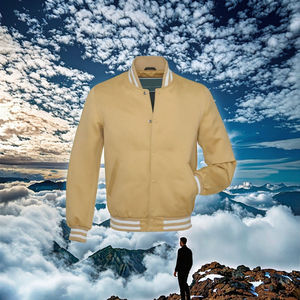 Veste universitaire pour homme, couleur unie, col montant, fermeture à boutons, doublure en coton, coupe classique, style décontracté, vêtement d'automne - Product Image 2