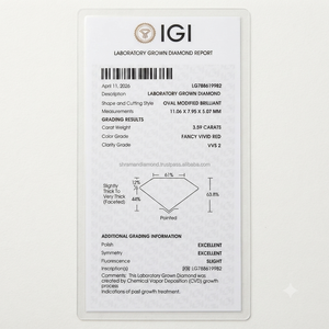 Prix de gros Diamant de laboratoire certifié IGI, taille ovale, couleur rouge vif fantaisie, clarté VVS2, solitaire 3.59CT/PC pour la fabrication de bijoux - Product Image 5