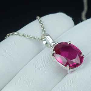 จี้ทับทิมสีชมพูธรรมชาติ เงินแท้ 925 สไตล์วินเทจ สร้อยคอพลอยประจำเดือนกรกฎาคม ของขวัญแทนความรักและความหลงใหล - Product Image 4