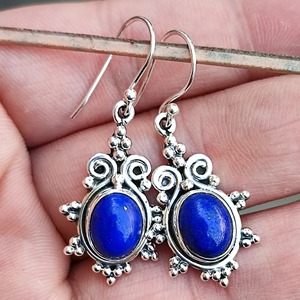Pendientes de Lapislázuli en Plata de Ley 925, Hechos a Mano, Pendientes de Promesa para Mujer, Estilo Boho, Joyería con Piedra de Nacimiento de Septiembre - Product Image 5