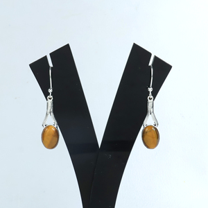 Pendientes Colgantes de Piedra Ojo de Tigre Natural, Plata de Ley 925, Elegantes Pendientes de Piedra Ovalada para Mujer, Hechos a Mano, Venta al Por Mayor - Product Image 3