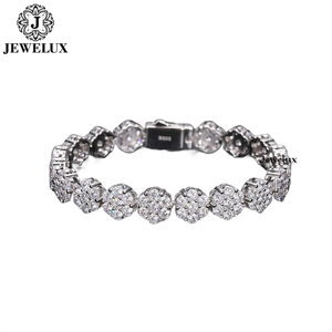 Export Premium Flower Shape <b>Silver</b> Gold Plated Moissanite Diamond Tennis Bracelet for <b>Men</b> & Women Gift From Indian Supplier - Product Image 2