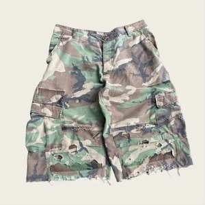 Men's Camouflage Cargo Shorts Mid Waist Button Fly Breathable Canvas Bermuda Shorts With Pockets Casual Style - Product Image 4