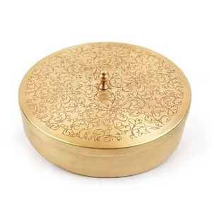 Elegant Spice Organizer Storage <b>Box</b> Metal with Decorative Lid Kitchen Container for Masala <b>Herbs</b> and Cooking Setup - Product Image 1