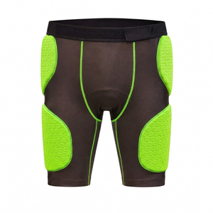 Premium Quality Adult American Football Neon Green Padded <b>Compression</b> Shorts Summer Sports Wear Protective Pads Custom Position - Product Image 1