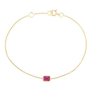 14K <b>Solid</b> <b>Gold</b> Natural Ruby Birthstone <b>Bracelet</b> for Mom - Product Image 4