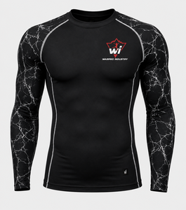 Men's Long Sleeve Rash Guard Black With White Crack Pattern Quick Dry Full Sleeve <b>Compression</b> <b>Shirt</b> for gym ,swim ,and cycling - Product Image 1