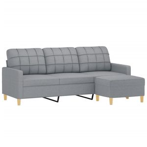 Sofá de 3 Plazas Gris Claro con Reposapiés, Muebles Elegantes para Sala de Estar - Product Image 3