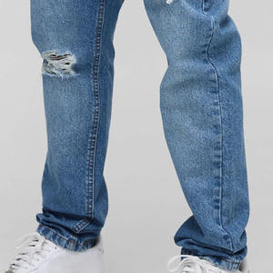 กางเกงยีนส์ขาดสไตล์วินเทจสีฟ้าอ่อนทรงตรงเข้ารูปกระดุมแบบยุโรปและอเมริกาสำหรับผู้ชาย / กางเกงคุณภาพสูงแบบซักพิเศษ - Product Image 5