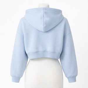 Sudadera con capucha corta de mezcla de algodón para mujer, con cremallera, 300g, estampado de letras London, estilo oversize Y2K, fabricación en India (OEM/ODM) - Product Image 3