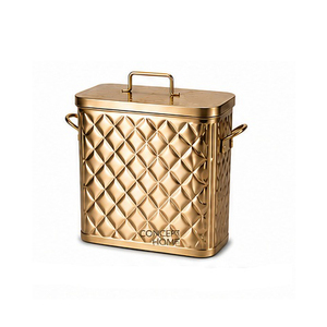Poubelle de rangement rectangulaire en métal avec couvercle, motif géométrique, élégante, pour l'intérieur - Product Image 1